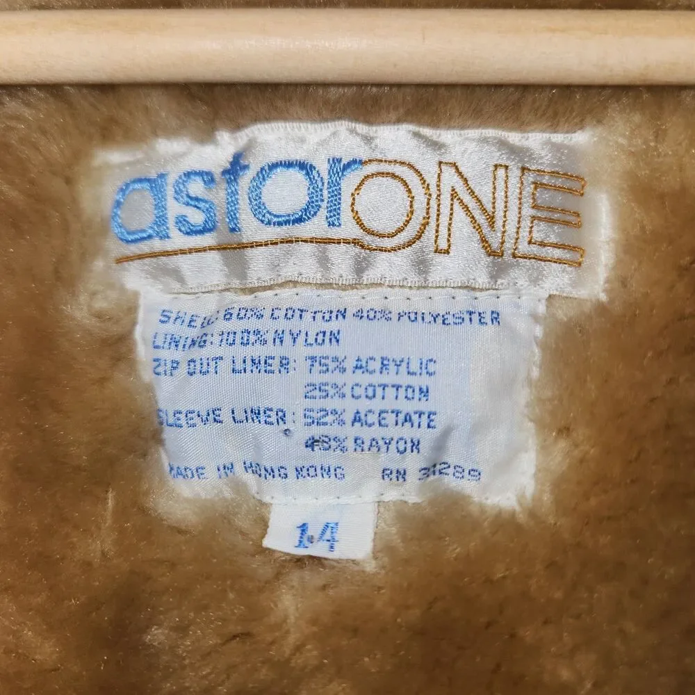 Vintage AstorOne Tan Trench Coat Removable Fleece Liner Hood Winter Women 14